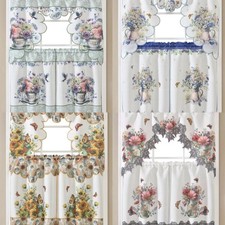 3PC KITCHEN TIER VALANCE SET SHORT PANEL WINDOW CURTAIN PRINTED 60'X 36' picture