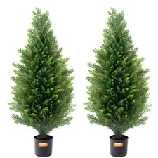 2 Pack 3ft Artificial Cedar Topiary Tree Faux Plant UV Home Decor In/Outdoor picture