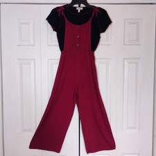 Speechless Girls Jumpsuit & Top Set Size L Burgundy Black Wide Leg Y2K picture