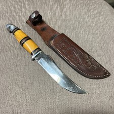 RARE, Vintage Kinfolks Trailing Point Skinner, Butterscotch-Bakelite, Sheath picture