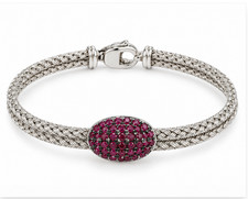 EFFY Balissima Ruby Pavé Oval Woven Sterling Silver Bracelet 925 NIB picture