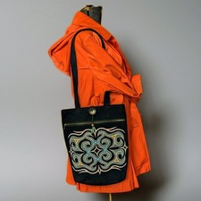 Rare VTG NWOT Japanese Ainu Kaparamip five eyes  Embroidery Canvas Tote Folk Art picture
