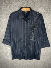 Lamasini Button Shirt Men’s Size Medium Y2K Half Sleeve 2000’d Grunge Punk Emo picture