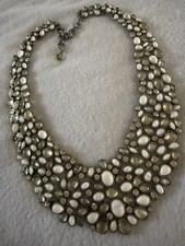 BaubleBar Kew Rhinestone Crystal Oversized Collar Necklace Olive And White Color picture