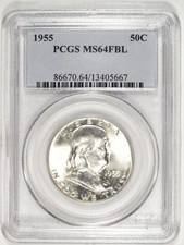 1955 P Franklin Half Dollar PCGS MS 64 FBL Key Mintage Issue 667 picture