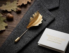 Vintage Gold Leaf Stick Pin: Mid Century Botanical Lapel & Hat Accessory picture