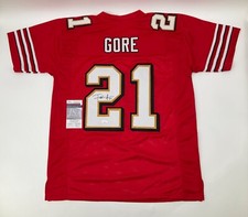 FRANK GORE SAN FRANCISCO 49ERS SIGNED CUSTOM RED JERSEY JSA WITNESS COA picture