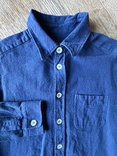 A.P.C. Rue Madame Paris shirt button up blue herringbone twill texture med picture
