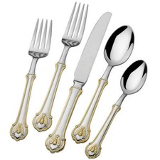 Wallace Napoleon Bee 24kt Gold Accent 18/10 Stainless Steel 45-piece Flatware  picture