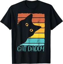 Cat Daddy - Retro Black Cat Funny Animal Lover Gift Unisex T-Shirt picture
