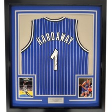 Framed Autographed/Signed Anfernee Penny Hardaway 35x39 Blue Jersey PSA COA picture
