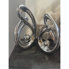 2 piece Deco 79 Silver Ceramic Abstract Sculptures picture