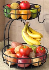 2 Tier Large Fruit Basket for Kitchen Counter with Removable Banana Hanger - ... picture