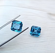 13 Ct Matching Pair Natural London Blue Topaz Octagon Cut FL Certified Gemstones picture