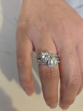 Zales Sapphire Ring 925 Promise/Wedding Set 3 