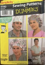 Simplicity 5192 Medical Scrub Bouffant Hats Bag UNCUT FF Dummies Pattern picture