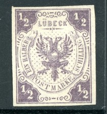Germany States 1859 Lubeck ½s Gray Lilac Sc#1 Original Mint W821 picture