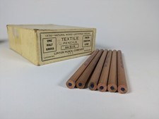 6 Vintage Linton Textile Pencils 506 Blue -13/32 Natural Wood Made in USA NEW picture