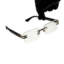 Retro Original Rectangular Style Designer Rimless Clear Lens Gold Frame Glasses picture