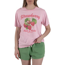 State of Mine Women's 2-Piece T-Shirt and Short Set Size Large Strawberry picture