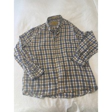 Vintage 1946 Mens XXL Blue Tan Plaid Button Down Shirt picture