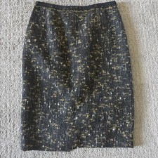 Elie Tahari Black Tweed Straight Pencil Skirt Lined Wool Alpaca Size 2 picture