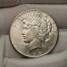 1928 P Peace Silver Dollar $1 Key Date AU Almost Uncirculated Details P8Bbex picture