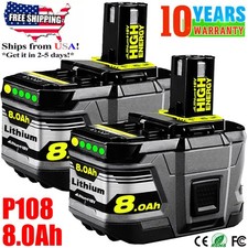 2PACK For RYOBI 18V 8.0Ah P108 High Capacity Battery 18Volt Lithium-Ion One Plus picture