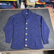 Vintage Damon Wool Sweater Cardigan Mens Large Blue Shawl Collar Hong Kong picture