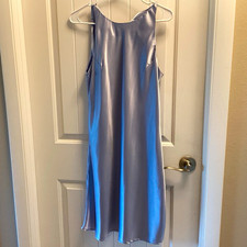 Maggy London Light Blue Satin Rayon Sleeveless Scoop Neck Gown Size 12 picture