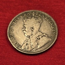 Canada 1917 50C Silver Coin 0.925 George V GEORGIVS V DEI GRA REX ET IND IMP picture