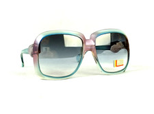 VINTAGE SAMCO ITALY SUNGLASSES 1960s 1970s OVERSIZED RETRO MOD PINK BLUE SHADES picture