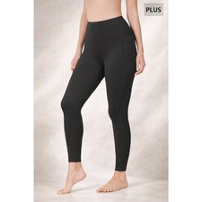 Zenana Brushed Microfiber Black Leggings with Side Pockets - 1X picture