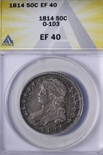 1814 Capped Bust Half Dollar ANACS EF40 XF40 O-103 Strong Die Clashing picture
