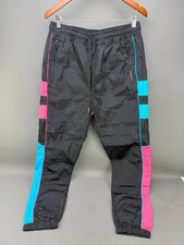 Rebel Minds Black Neon Blue/Pink Stripes Windbreaker Jogger Track Pants Size L picture