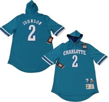 New 1992 Larry Johnson #2 Hornets Mens Sizes Mitchell & Ness Hoodie Jersey $110 picture