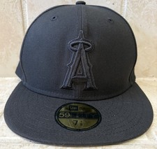 New Era Style Los Angeles Dodgers Fitted 59FIFTY Black /Black MLB Hat SIZE 7 1/8 picture