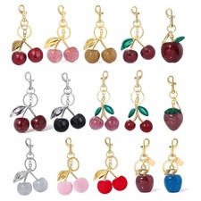 Coach Glitter Cherry Bag Charm Keychain Resin and Metal Brass/Red Apple NWT🎀 picture
