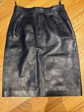 Loewe Womens Leather Skirt Size 42/ Medium Navy Blue Vintage Lined 26
