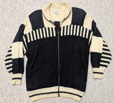 1980s-90s vintage MOHAIR sweater L black white COLORBLOCK cardigan jacket HIPHOP picture