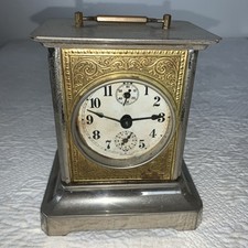 Antique JUNGHANS Germany Carriage Mantle Clock Musical Alarm Clock Music Works picture