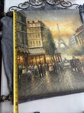 Original Oil Painting of a Parisian street scene with the Eiffel Tower Beautiful picture
