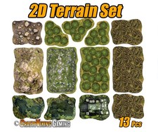 2D terrain Set 13 pcs Field, Forest, Hills for war gaming / games non-slip mats picture