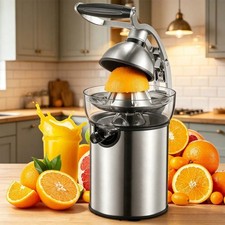 Electric Citrus Juicer 2 Cones Lever Press Anti-Drip Stainless Silver 120V picture