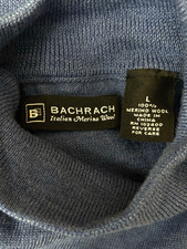 BACHRACH Men's Sweater 100% Italian Merino Wool  Mock Neck Blue  Size Large NWOT picture
