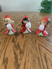 Vintage 1950’s Lefton Christmas Angel Figurines,Set Of 3, With White Muffs, EUC picture