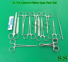 91 PCS CANINE+FELINE SPAY PACK VETERINARY SURGICAL INSTRUMENTS DS-1079 picture