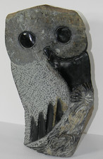 Vintage Shona Stone Owl Sculpture Zimbabwe Serpentine Signed Taurei Tigere picture
