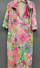 Lilly Pulitzer Women’s S Pink Green Floral Collared 3/4 Sleeve Midi Dress picture