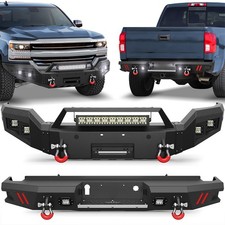 For 2016-2018 Chevy Silverado 1500 Steel Black Front or Rear Bumper w/LED Lights picture